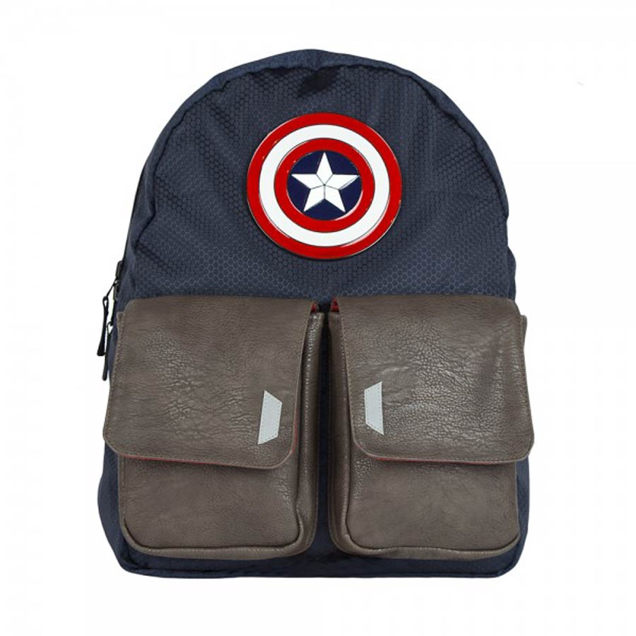 Marvel Comics Captain America Reversible With Metal Badge Backpack