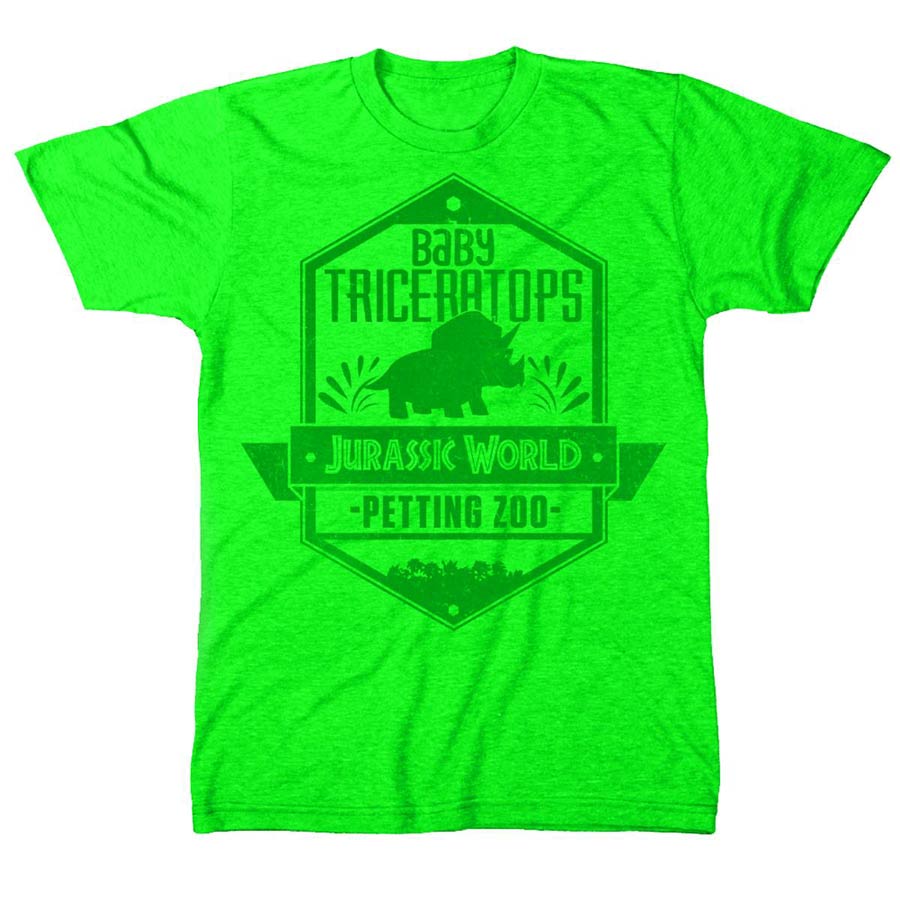 Jurassic World Baby Triceratops Petting Zoo Previews Exclusive Green T-Shirt Large