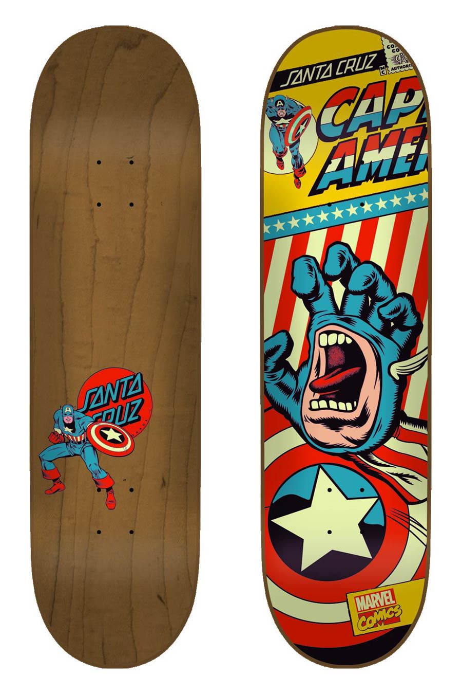 Marvel Santa Cruz Skate Deck - Captain America Screaming Hand