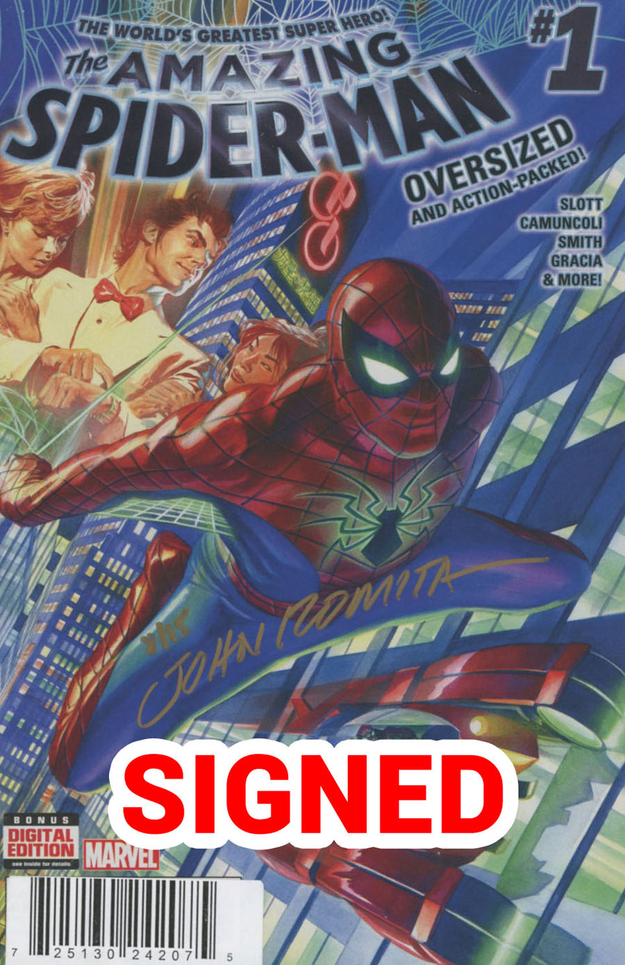 Amazing Spider-Man Vol 4 #1 Cover O DF Ultra-Limited Gold Elite Signature Series Signed By John Romita Sr