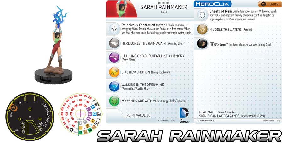 DC HeroClix Gen 13 2014 Sarah Rainmaker D-019 Mini-Figure With Card