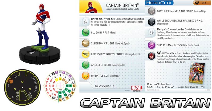 Marvel HeroClix Excalibur 2014 Captain Britain M-023 Mini-Figure With Card