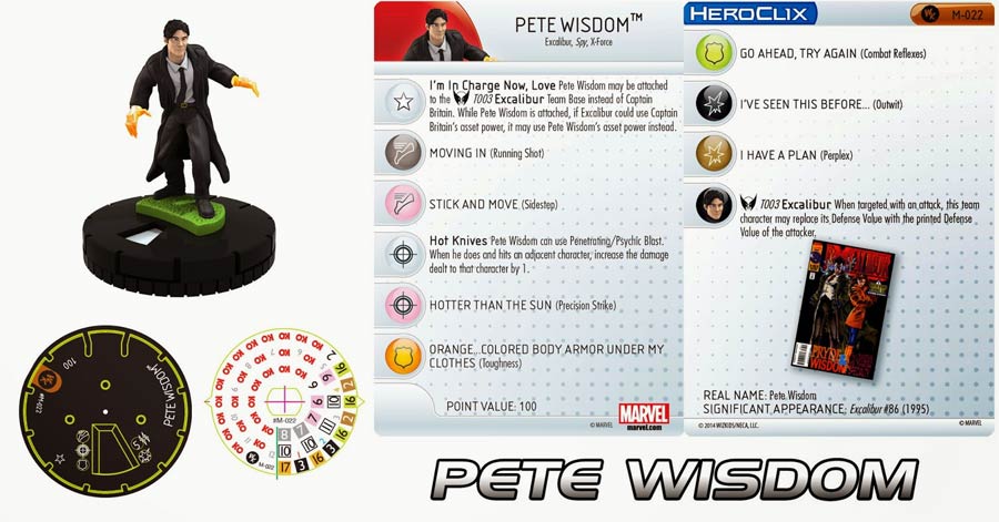 Marvel HeroClix Excalibur 2014 Pete Wisdom M-022 Mini-Figure With Card