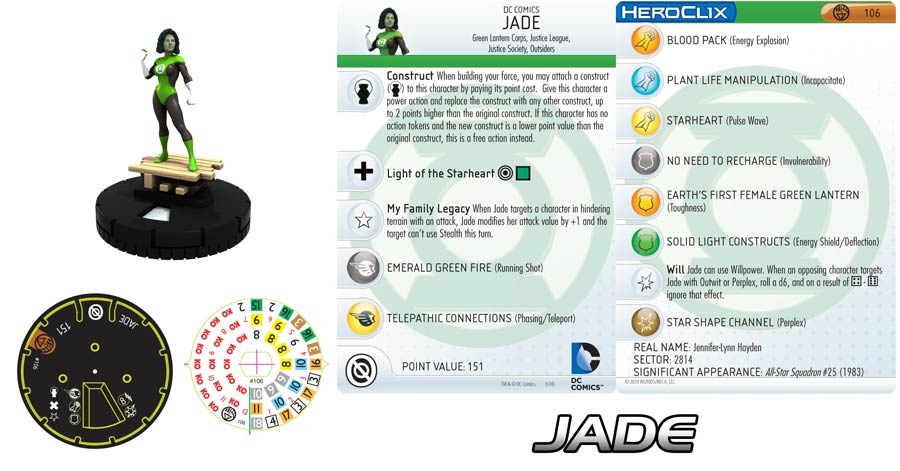 DC HeroClix War Of Light Month 4 Green Lantern Jade #106 Mini-Figure With Card