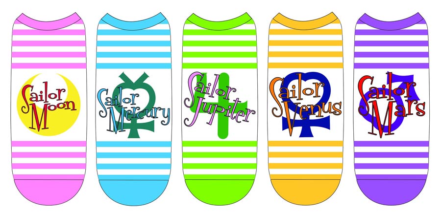 Sailor Moon Scout Symbols Ladies Low Cut Socks 5-Pack