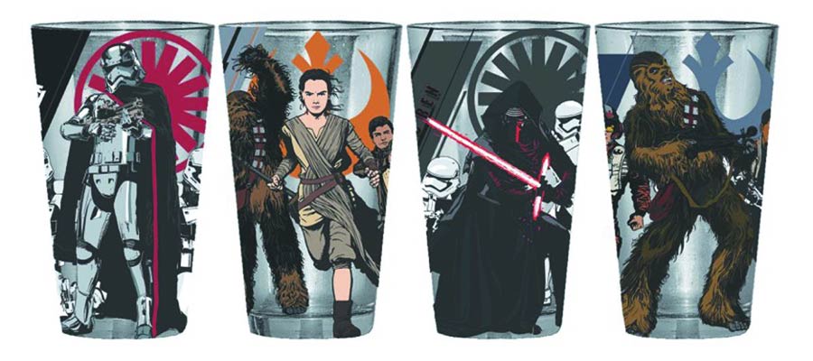 Star Wars Episode VII The Force Awakens Heroes & Villains 4-Pack Clear Pint Glass Set