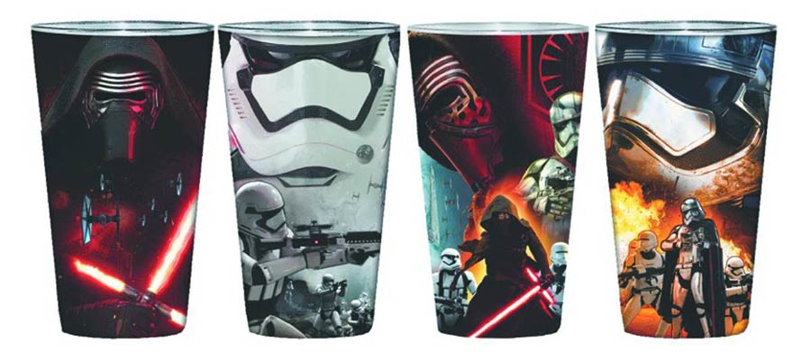 Star Wars Episode VII The Force Awakens Villain Posters 4-Pack Clear Full Wrap Pint Set