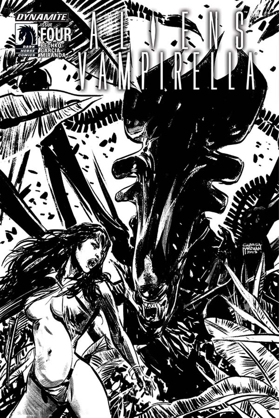 Aliens Vampirella #4 Cover B Incentive Gabriel Hardman Black & White Cover
