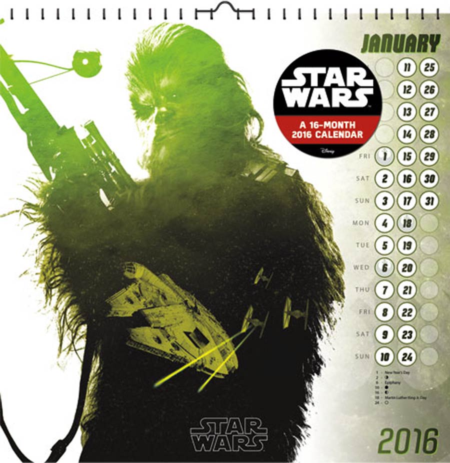 Star Wars Episode VII The Force Awakens 2016 Art Wall Calendar