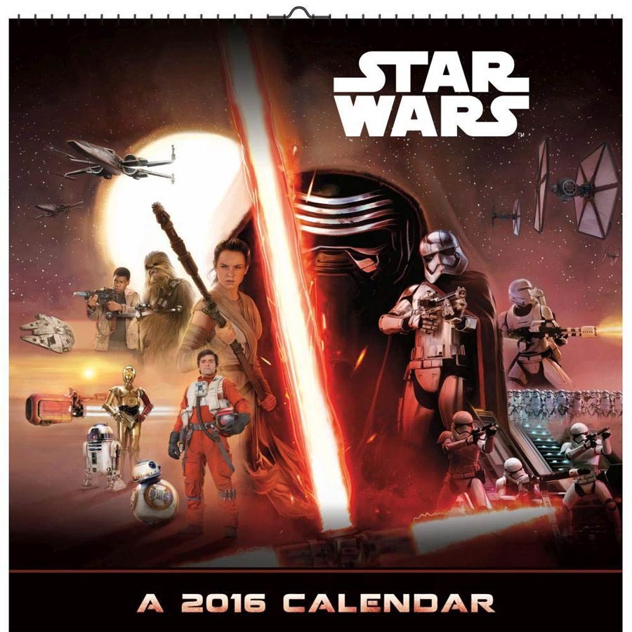 Star Wars Episode VII The Force Awakens 2016 Deluxe Wall Calendar