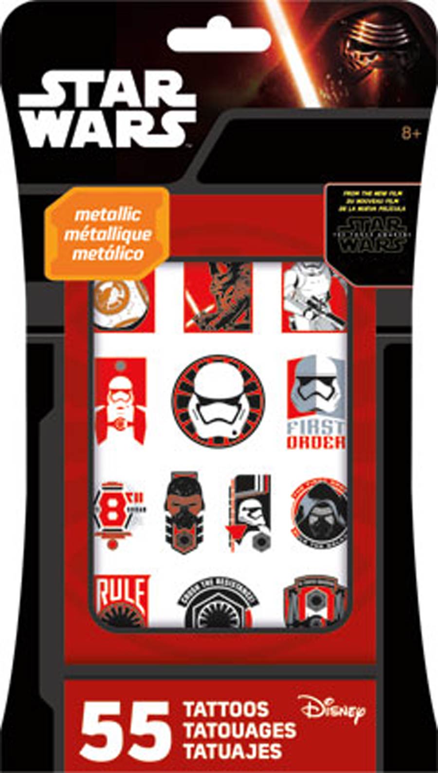 Star Wars Episode VII The Force Awakens 55-Piece Metallic Tattoos