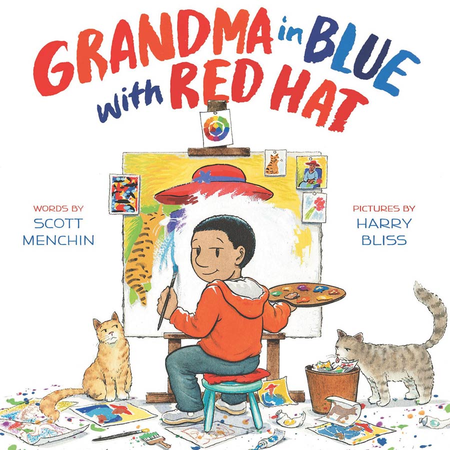 Grandma In Blue With Red Hat HC