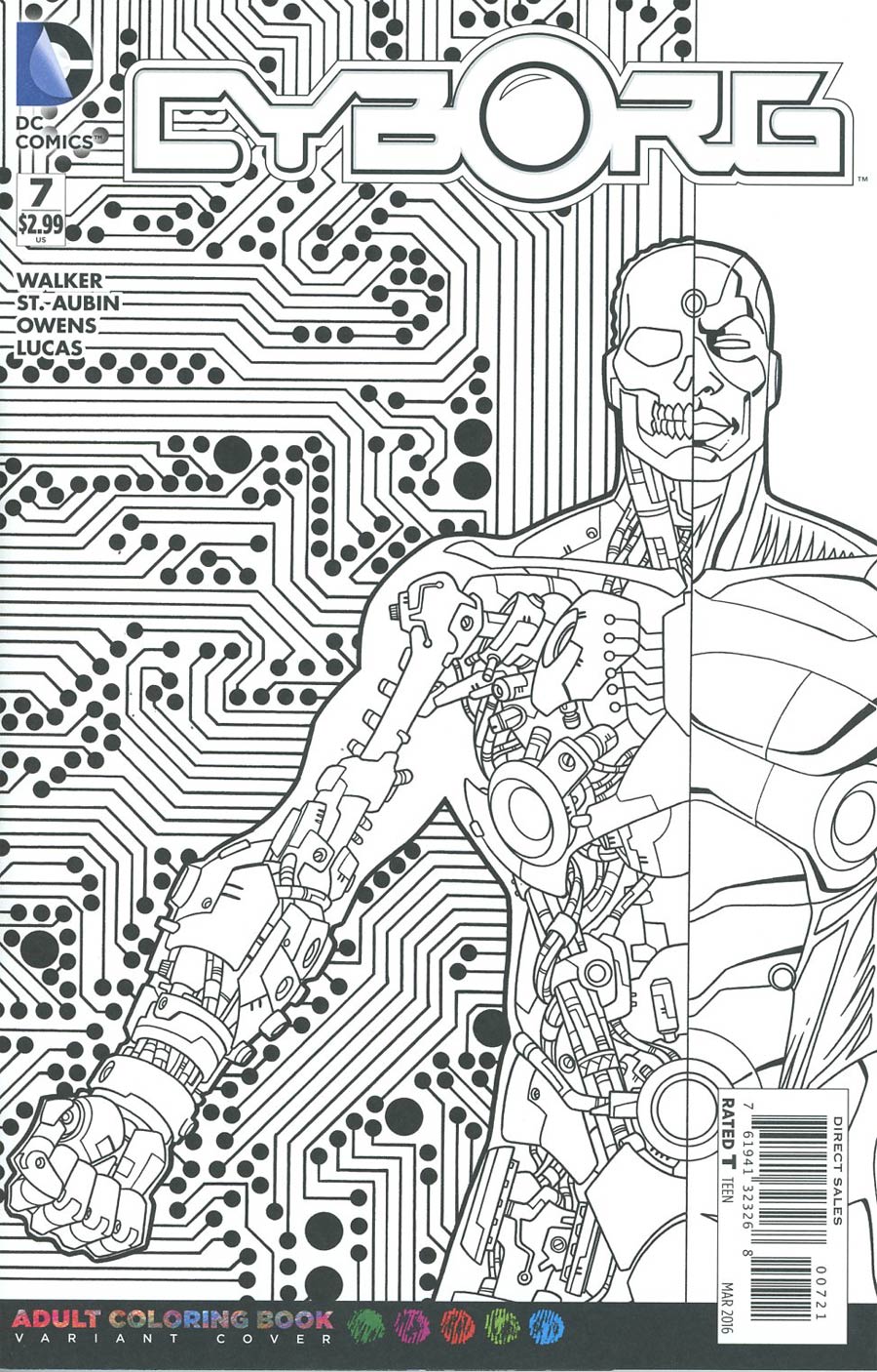 Cyborg #7 Cover B Variant Derec Donovan Adult Coloring Book Cover