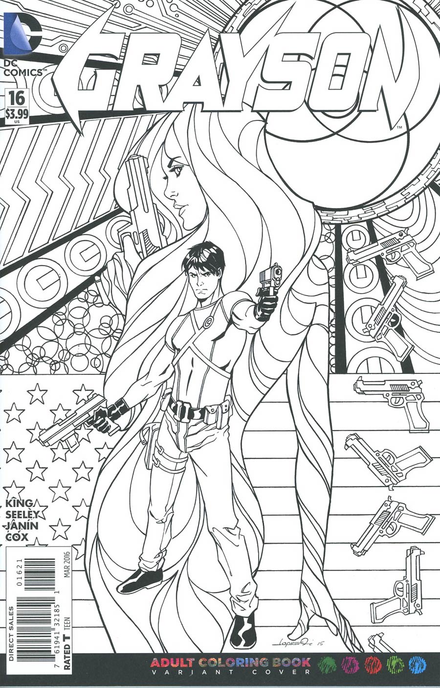 Grayson #16 Cover B Variant Aaron Lopresti Adult Coloring Book Cover