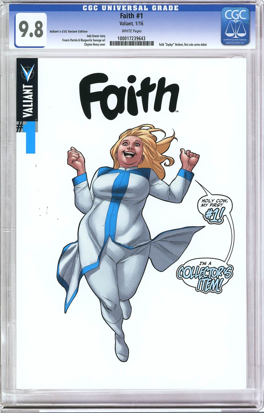 Faith (Valiant Entertainment) #1 Cover C Variant Clayton Henry Valiant x CGC Cover