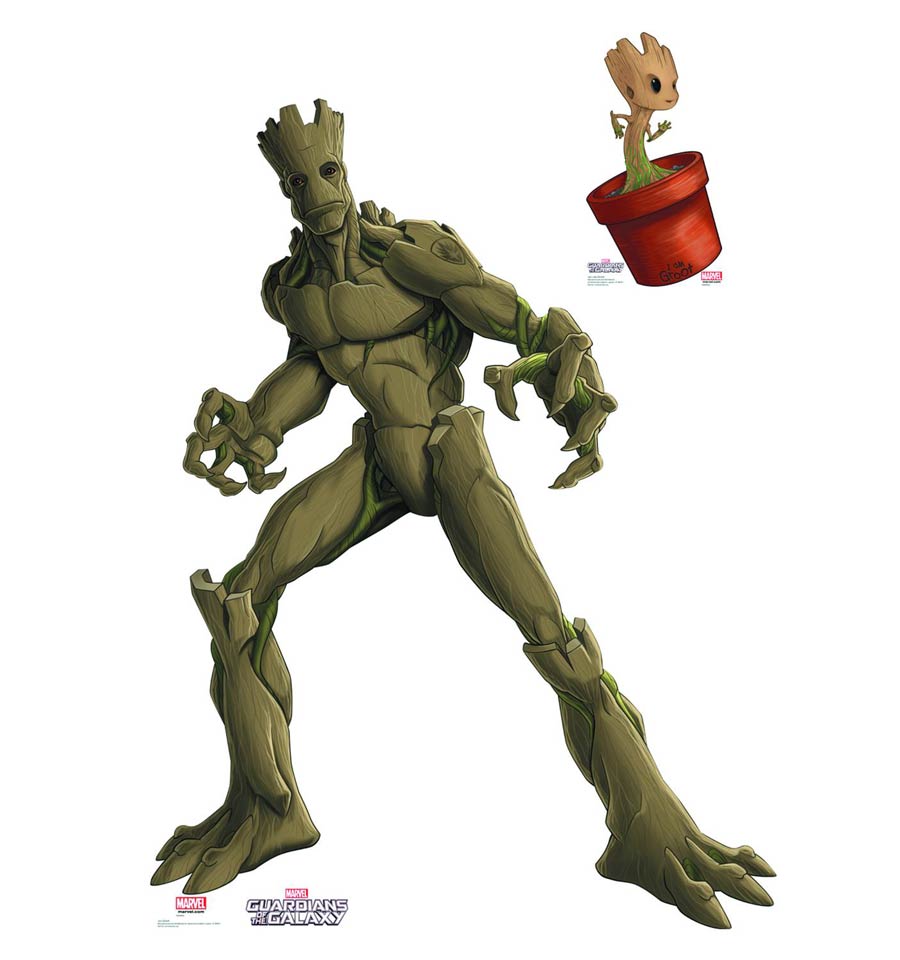 Guardians Of The Galaxy Animated Life-Size Stand-Up - Groot & Little Groot