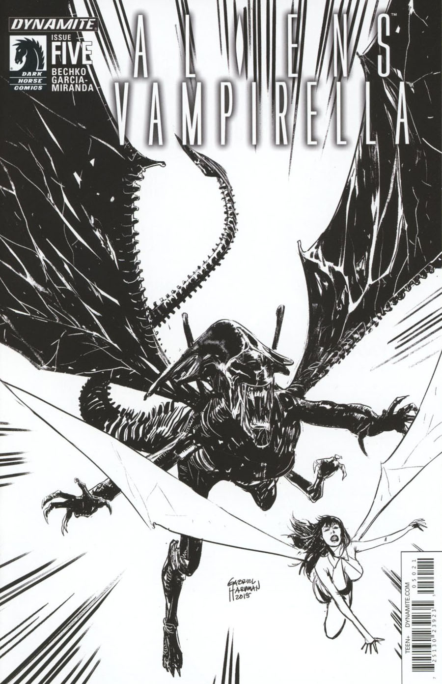Aliens Vampirella #5 Cover B Incentive Gabriel Hardman Black & White Cover
