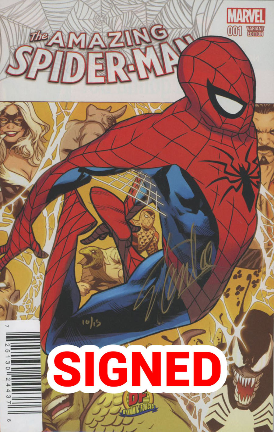 Amazing Spider-Man Vol 4 #1 Cover T DF Exclusive Greg Land Variant Cover Gold Signature Series Signed By Stan Lee