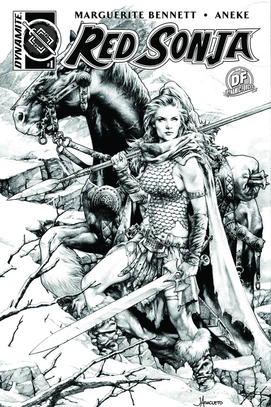 Red Sonja Vol 6 #1 Cover L DF Exclusive Jay Anacleto Black & White Line Art Cover