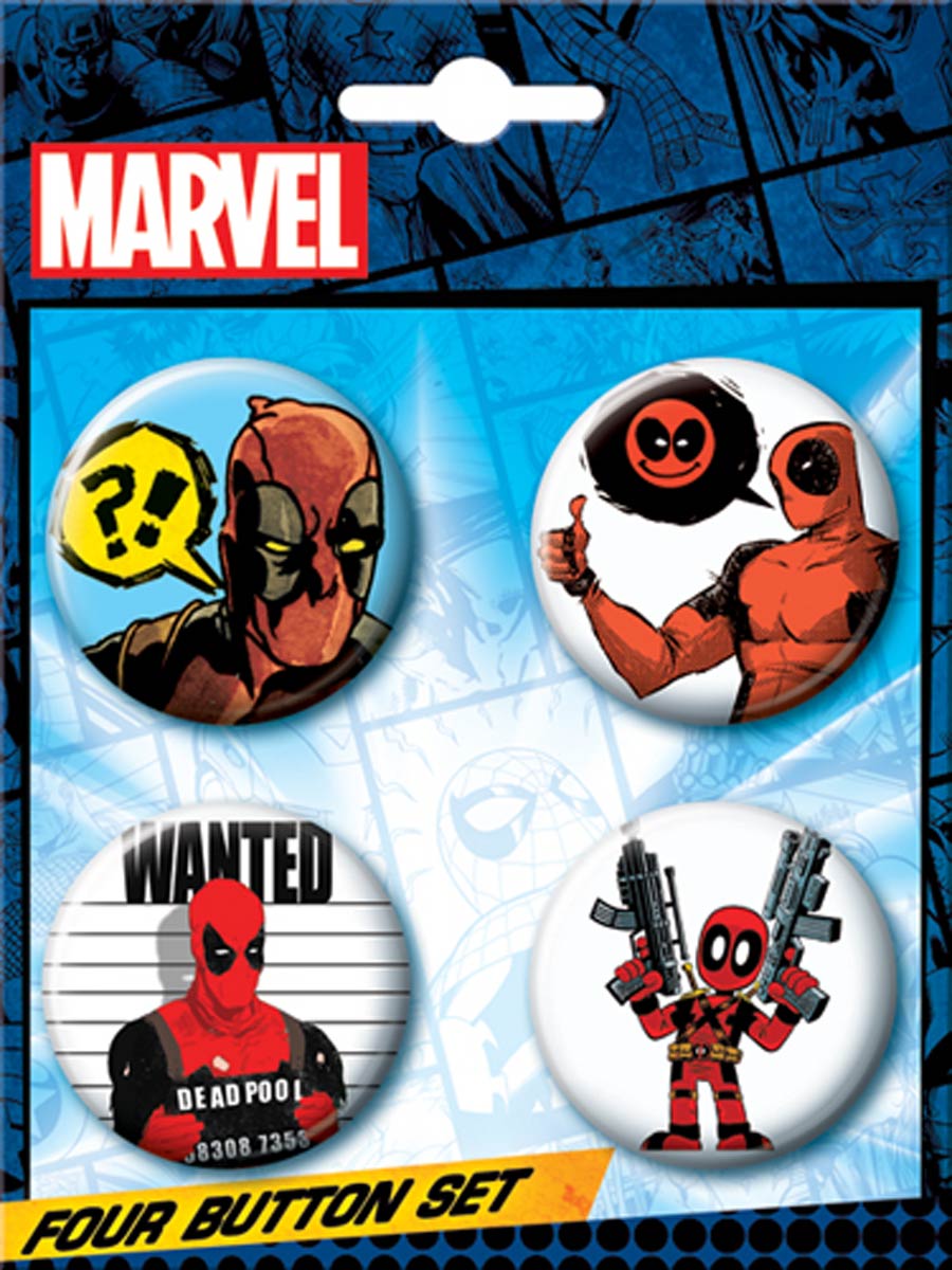 Marvel Comics 1.25-inch 4 Button Set - Deadpool Various #5 (84878BT4)