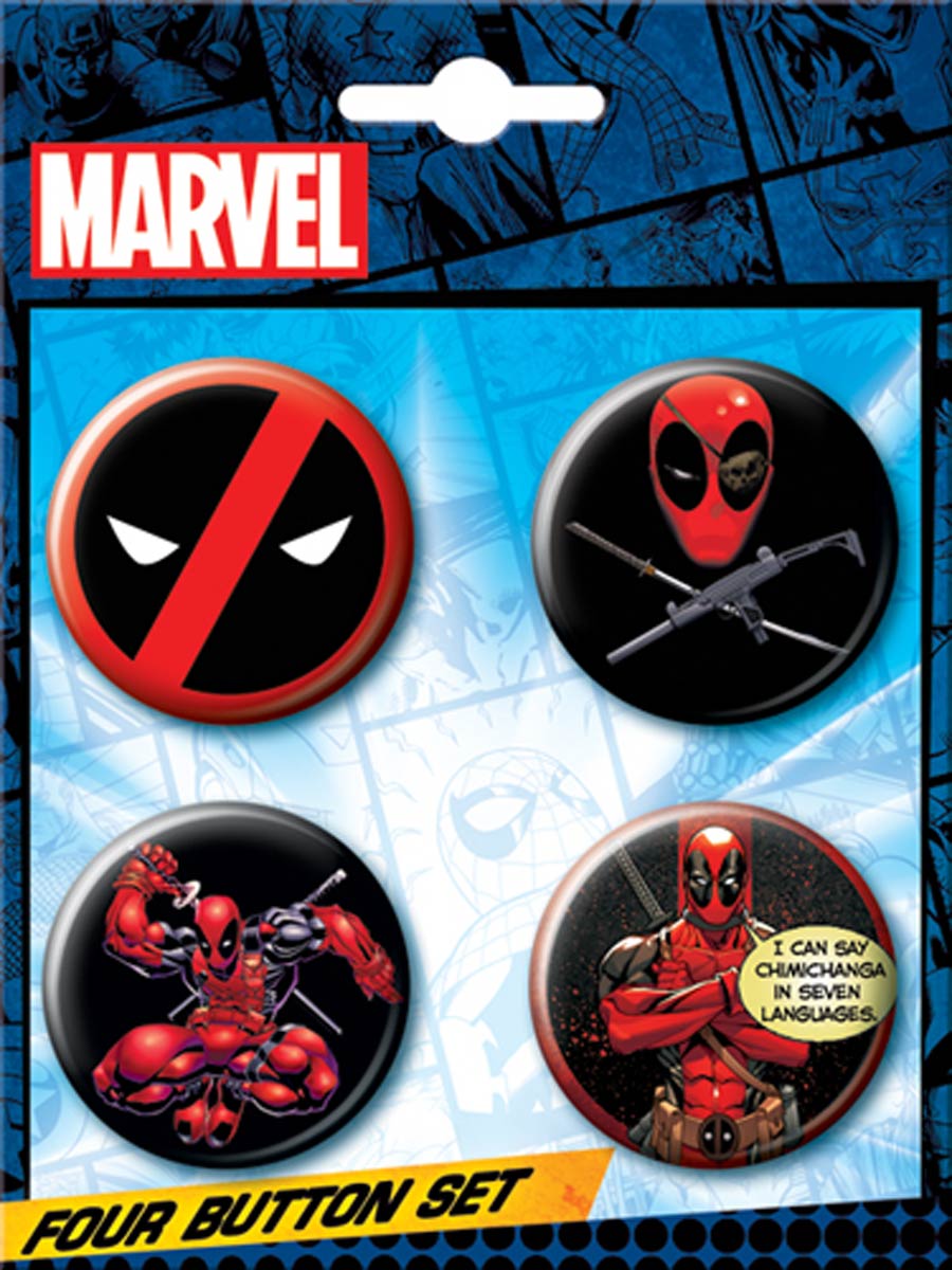 Marvel Comics 1.25-inch 4 Button Set - Deadpool Various #6 (84879BT4)