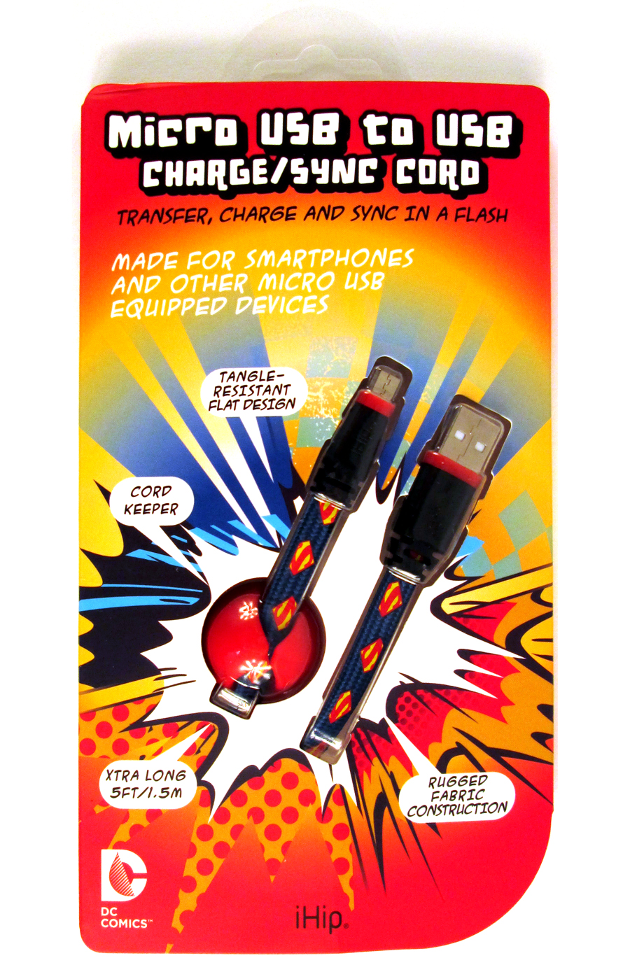 DC Comics Shoelace Micro To USB Charge Sync Cord - Superman Logo