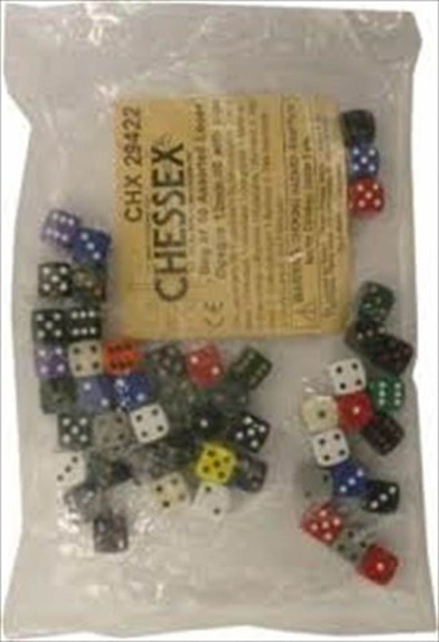 Bag of 50 Assorted Loose Opaque 12mm d6 With Pips Dice
