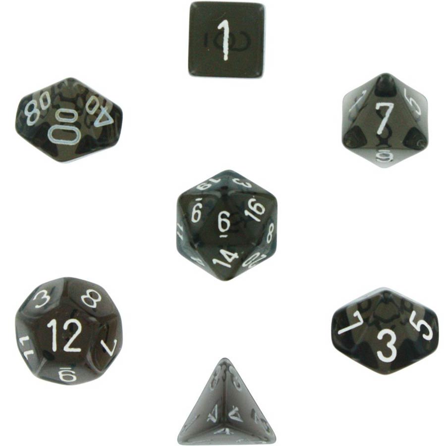 Translucent Polyhedral Smoke/White 7-Die Set