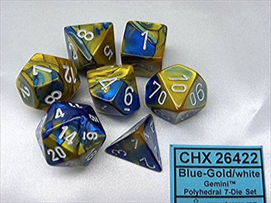 Gemini Polyhedral Blue-Gold/white 7-Die Set