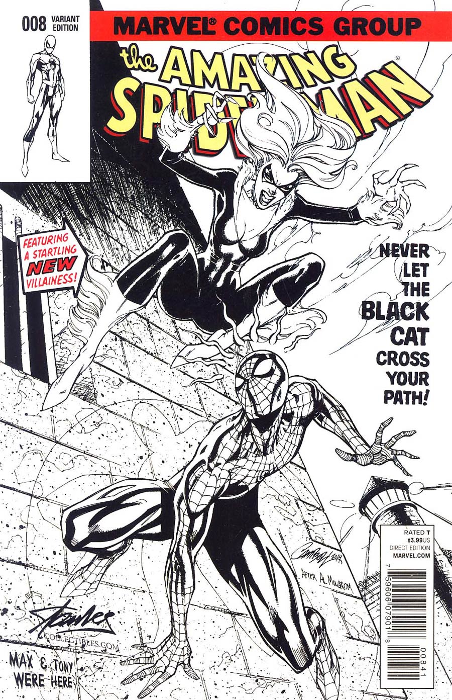 Amazing Spider-Man Vol 3 #8 Cover D J. Scott Campbell B&W Stan Lee Collectibles Variant