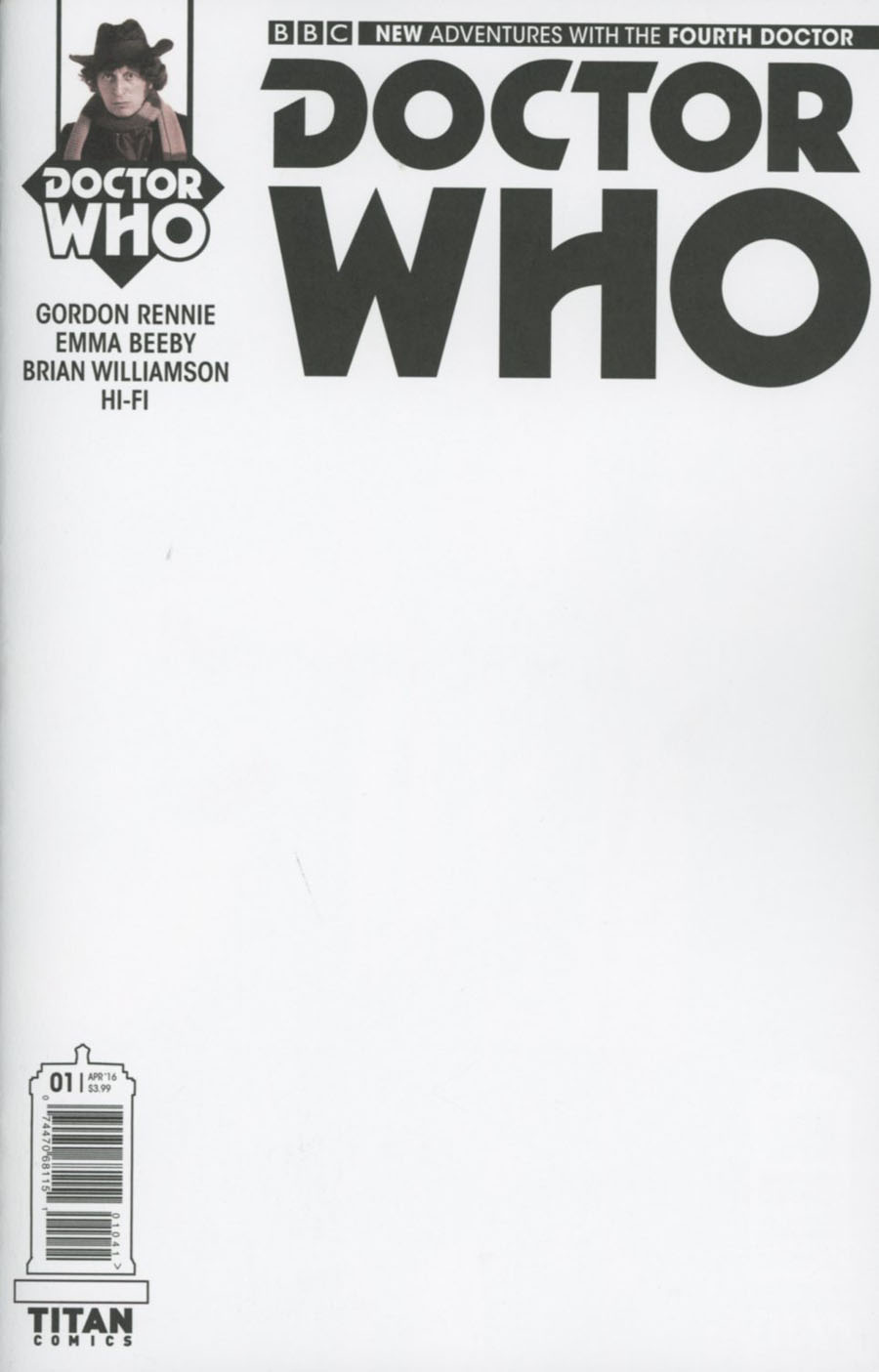 Doctor Who 4th Doctor #1 Cover D Variant Blank Cover