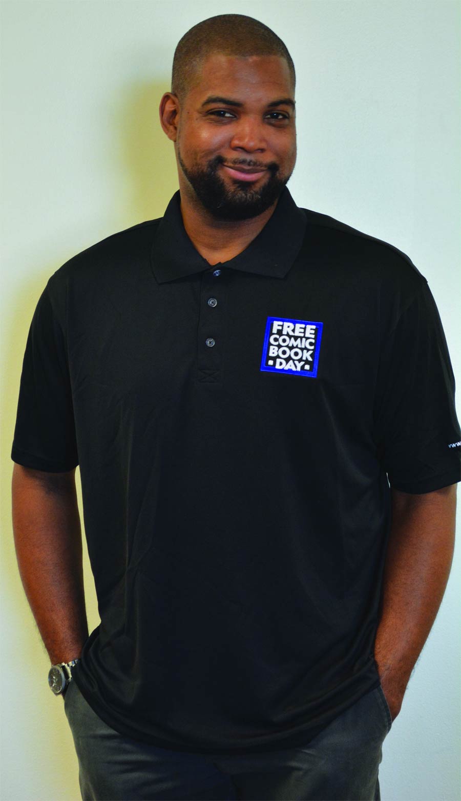 FCBD 15th Anniversary Logo Black Short Sleeve Polo Shirt Large