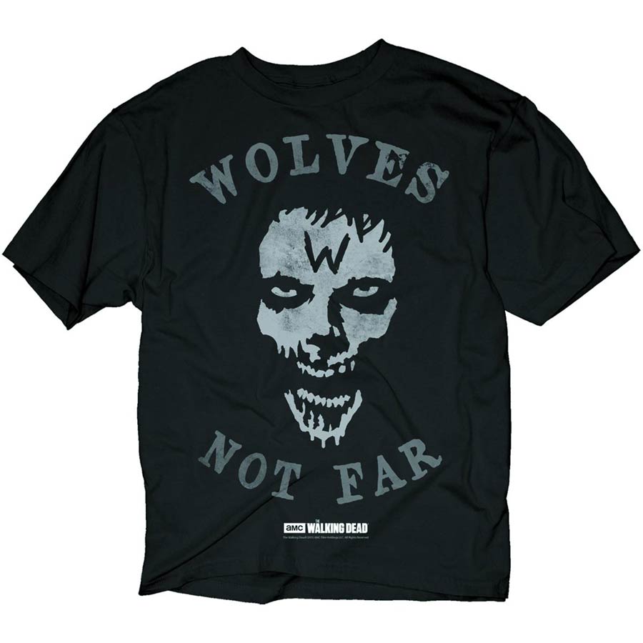Walking Dead Branded Wolves Not Far Black T-Shirt Large