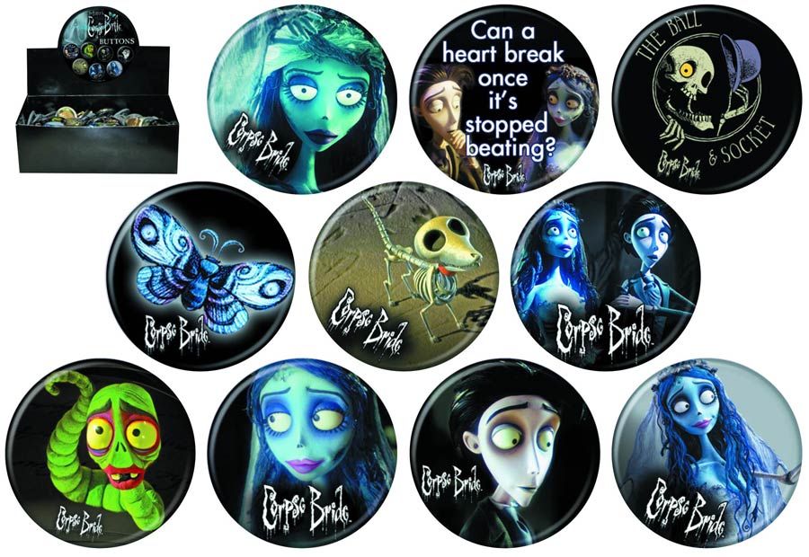 Tim Burtons Corpse Bride Button 144-Piece Assortment Case
