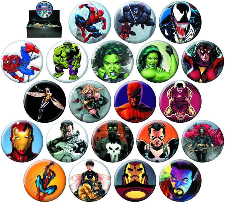 Marvel Heroes Button Series 4 144-Piece Assortment Case
