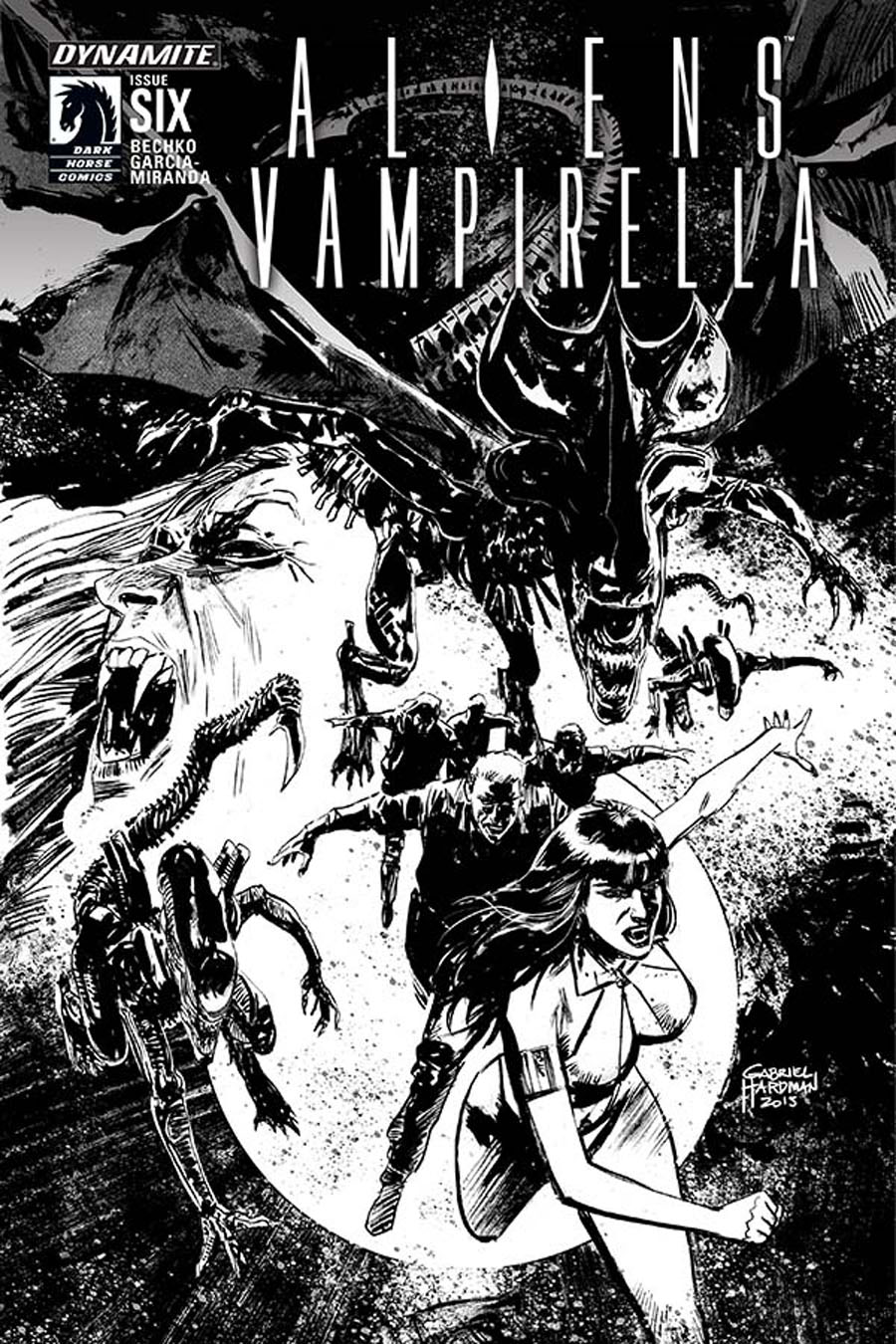 Aliens Vampirella #6 Cover B Incentive Gabriel Hardman Black & White Cover