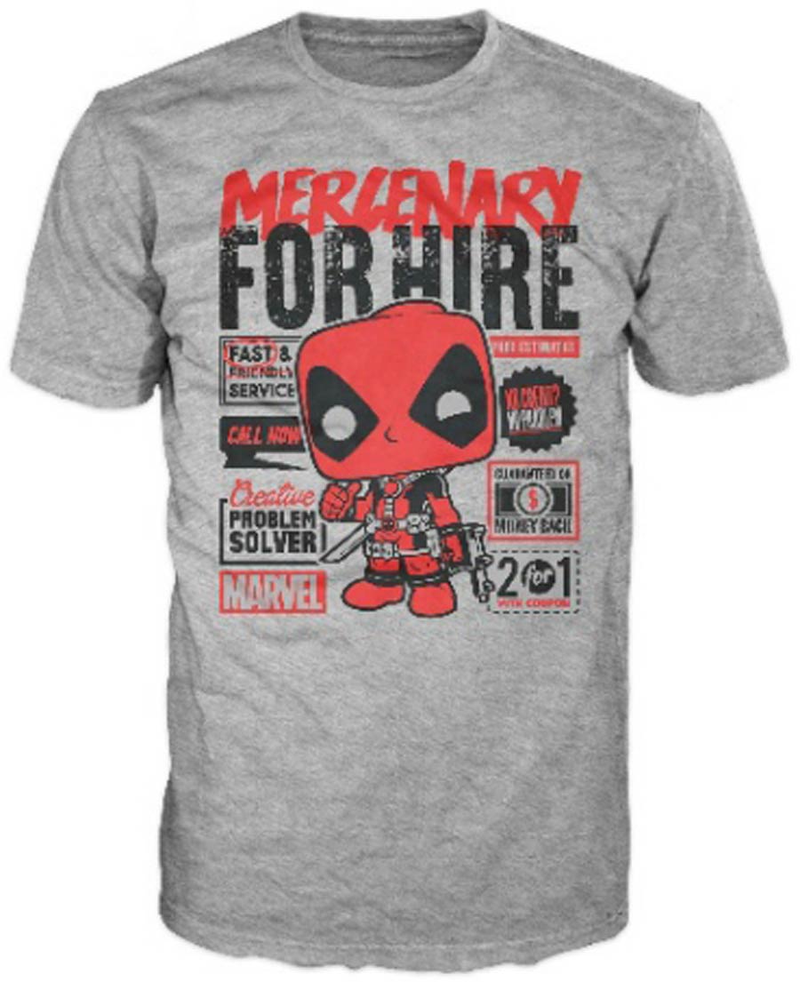 POP Tees Marvel Deadpool For Hire T-Shirt Large