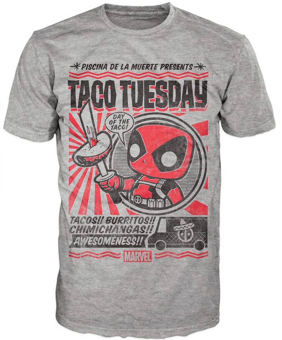POP Tees Marvel Deadpool Chimichanga T-Shirt Large