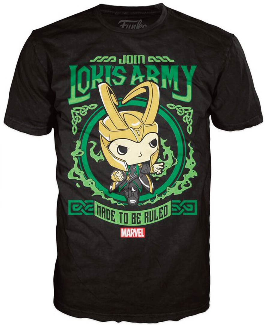 POP Tees Marvel Lokis Army Poster T-Shirt Large