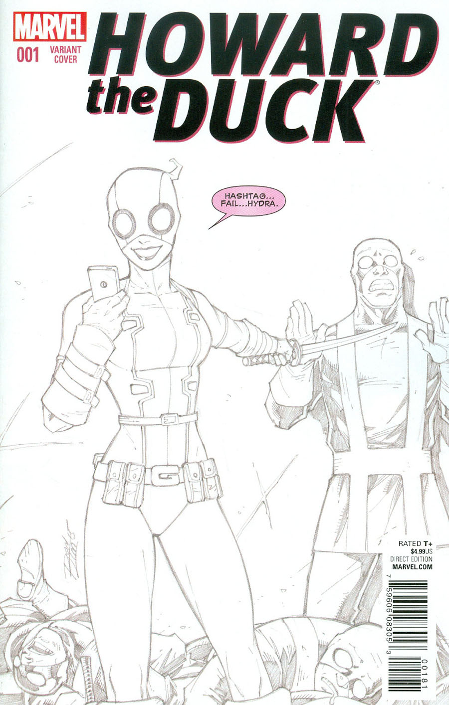 Howard The Duck Vol 5 #1 Cover I 2nd Ptg Ron Lim Gwenpool Sketch Variant Cover