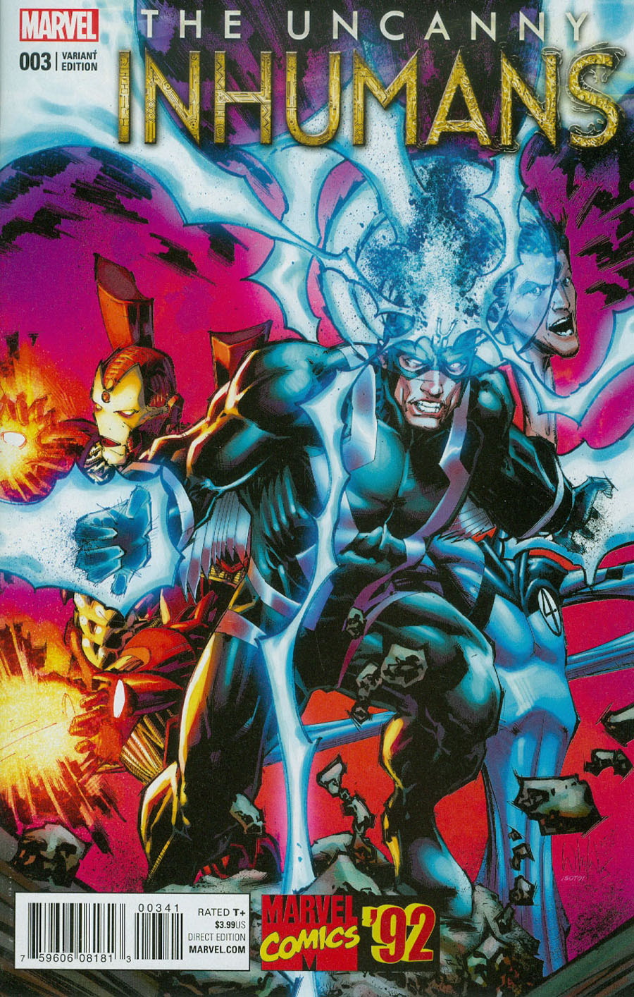 Uncanny Inhumans #3 Cover C Incentive Whilce Portacio Marvel 92 Variant Cover