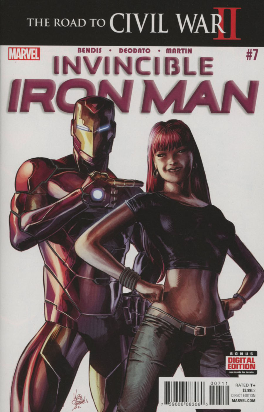 Invincible Iron Man Vol 2 #7 Cover A 1st Ptg Regular Mike Deodato Jr Cover (Road To Civil War II Tie-In)