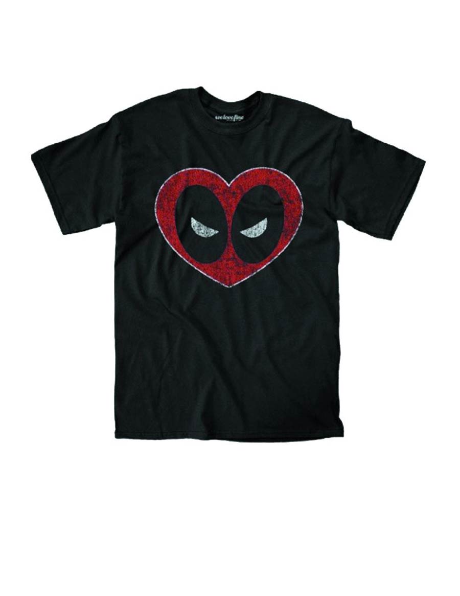 Deadpool Deadpool Heart Black T-Shirt Large