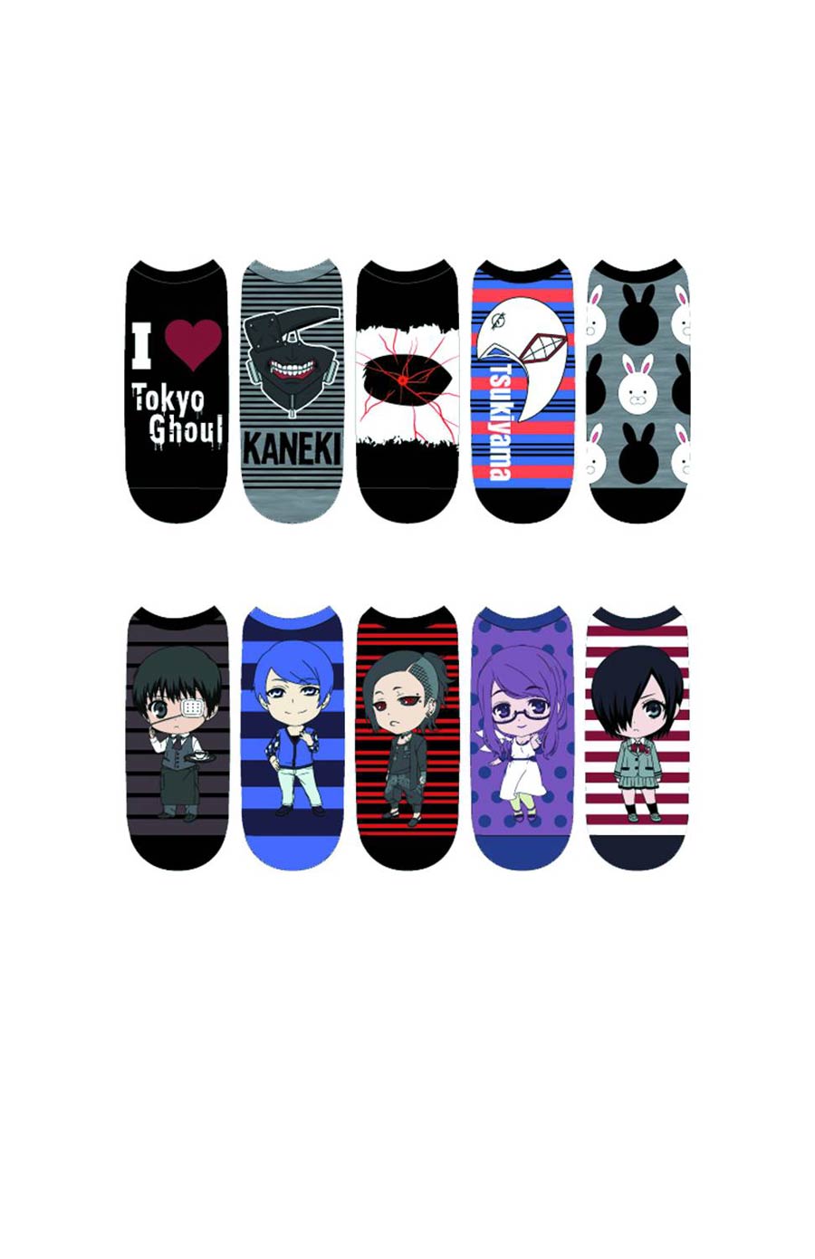 Tokyo Ghoul Chibi 2Pk Crew Socks in Red Stylin Online  (SOCKS_TOKYO_GHOUL_CHIBI_2PK_CREW)