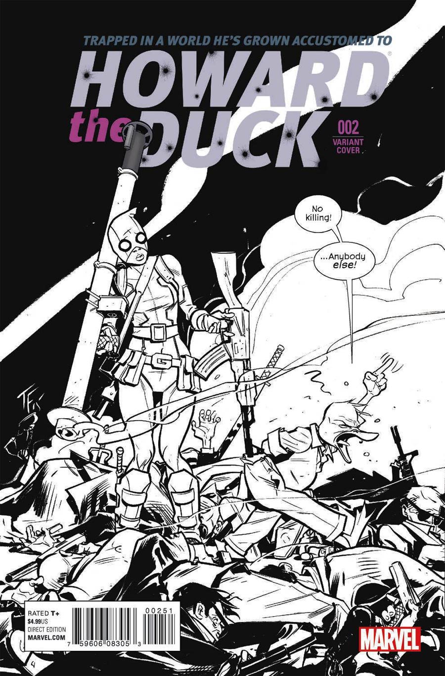 Howard The Duck Vol 5 #2 Cover F 2nd Ptg Tom Fowler Gwenpool Black & White Variant Cover
