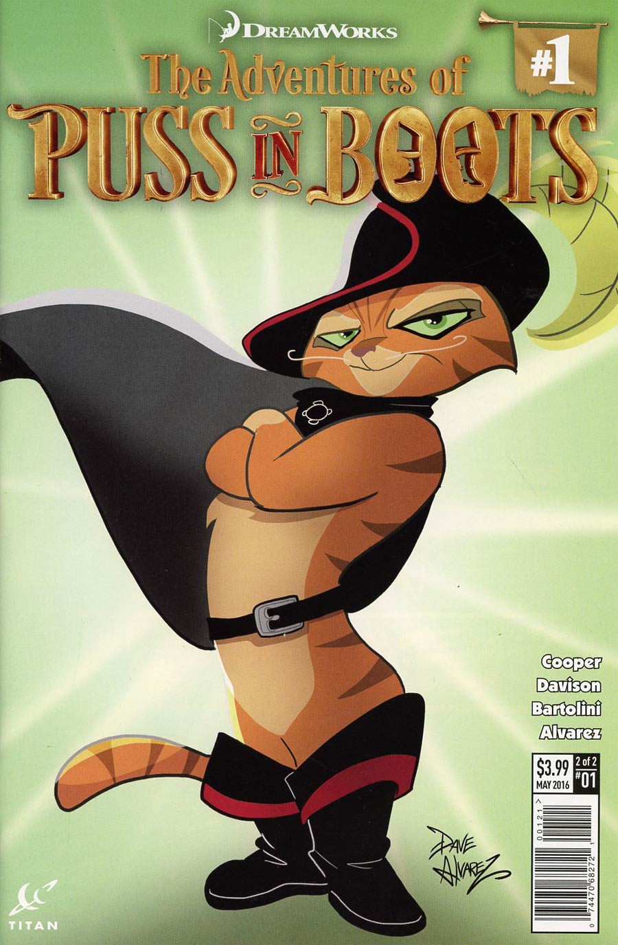 Puss In Boots #1 Cover B Variant Dave Alvarez Subscription Cover