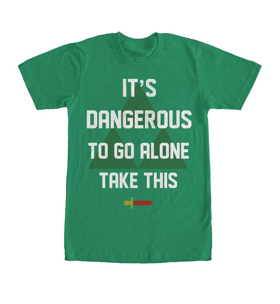 Legend Of Zelda Its Dangerous To Go Alone Take This Green T-Shirt Large