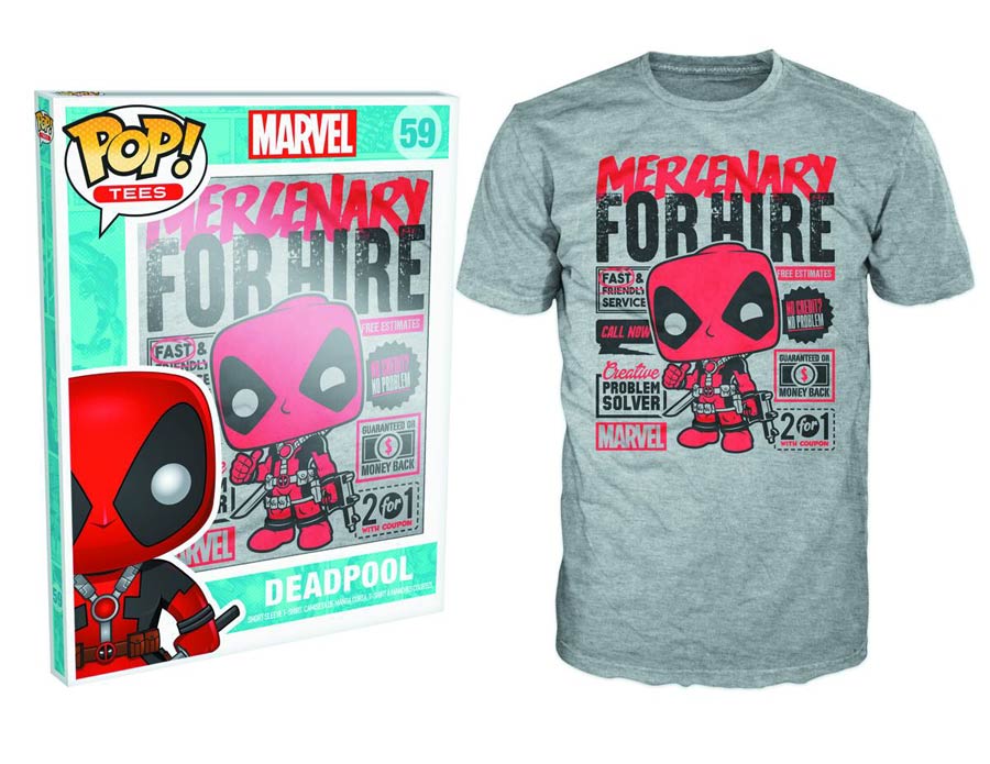 POP Tees Marvel Deadpool For Hire T-Shirt X-Small