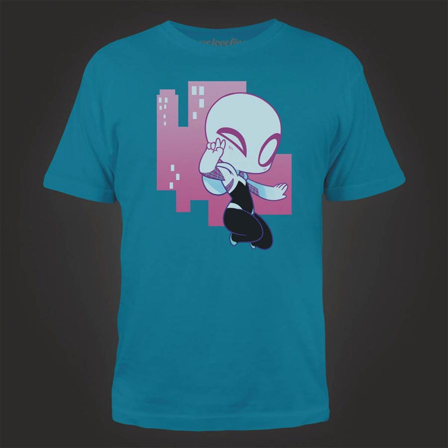 Spider-Gwen Chibi Gwen Turquoise T-Shirt Large