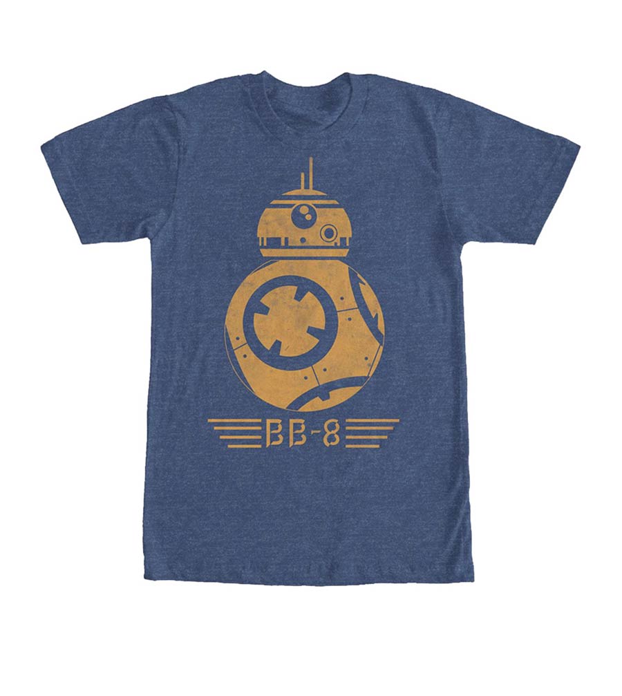 Star Wars Episode VII The Force Awakens Droid Navy Heather T-Shirt Large